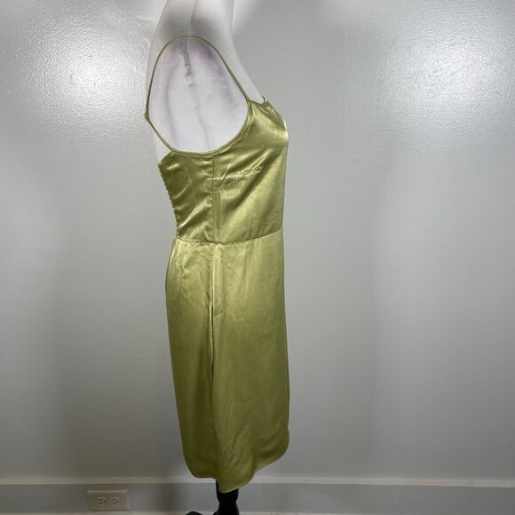 Samsoe Samsoe Slip Dress Womens S Lime Green Satin Smocked Back Adjustable Strap - Picture 14 of 16